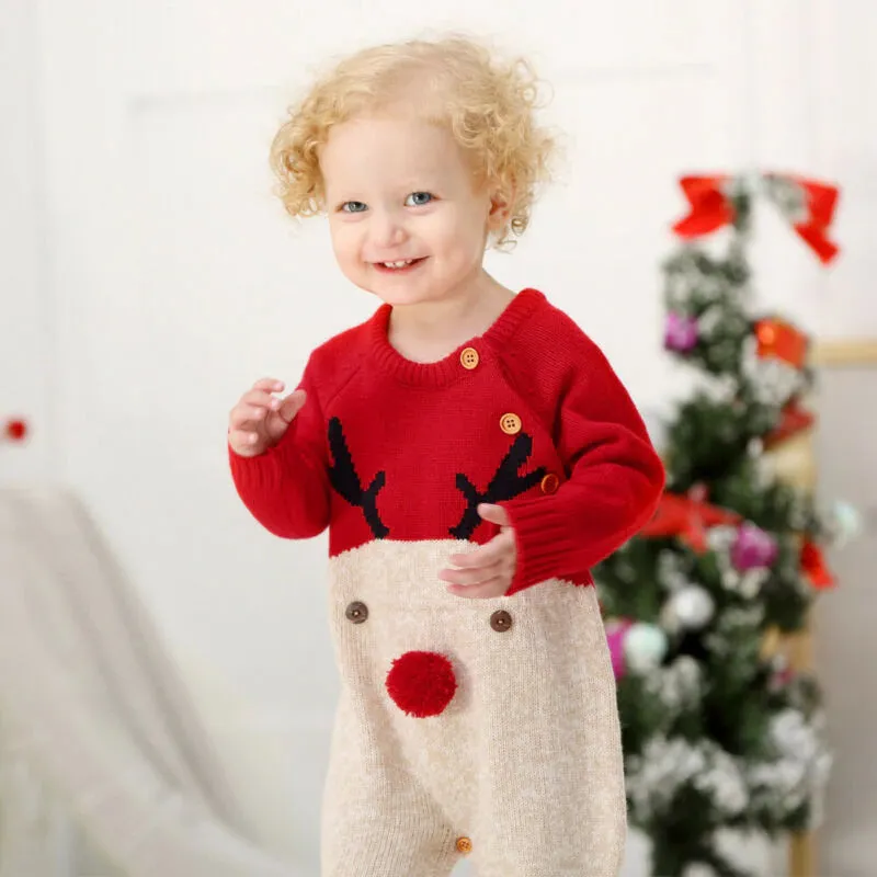 0-18M Knitted Christmas Romper