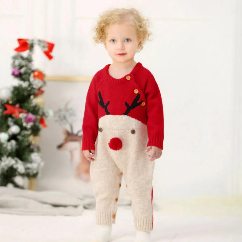 0-18M Knitted Christmas Romper