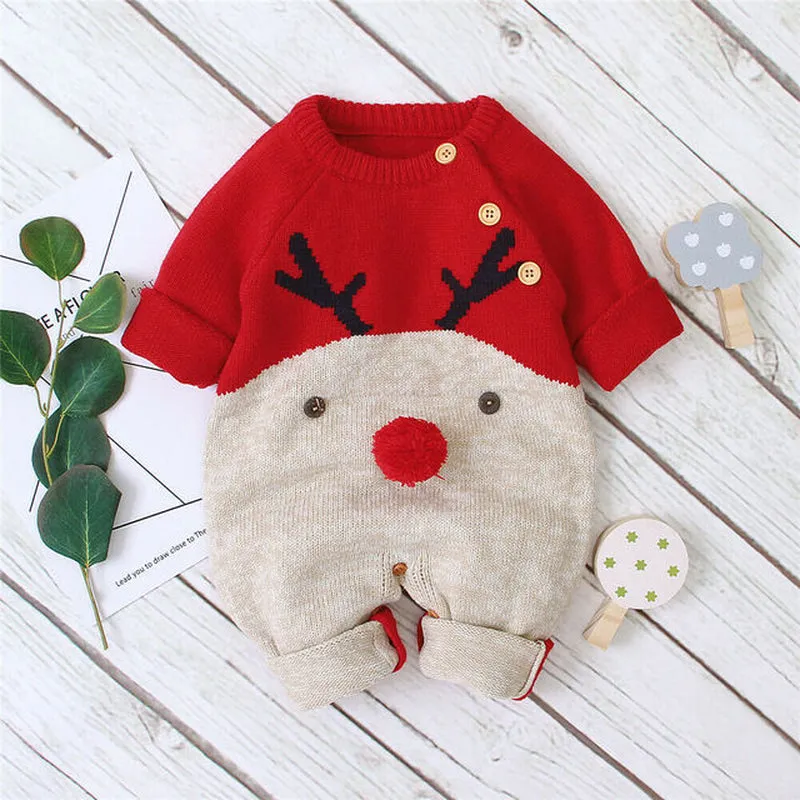 0-18M Knitted Christmas Romper