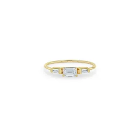 14k Emerald Cut & Tapered Baguette Diamond 3 Stone Ring