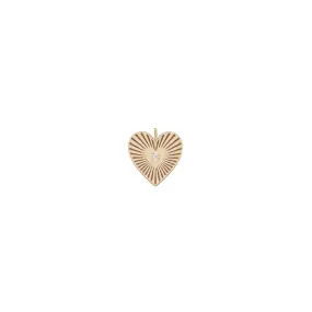 14k Single Medium Radiant Heart Diamond Bezel Medallion Charm Pendant