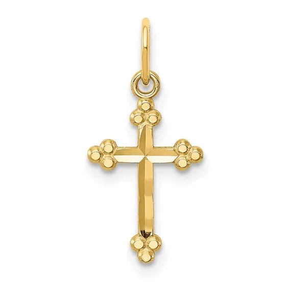 14K Y Gold Dia Cut Budded Cross