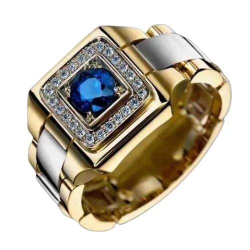 18K Yellow and Rose Gold 1 Carat Sapphire Diamond Ring