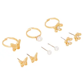 Accessorize London Girl's Gold Stud And Earring Set Of 6