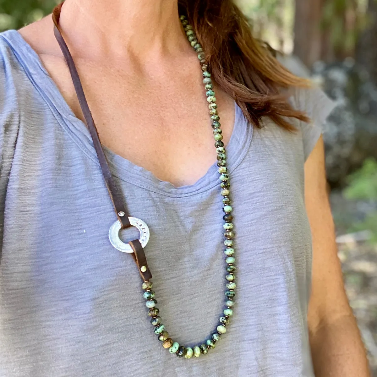 African Turquoise Serenity BREATHE Necklace for Patience