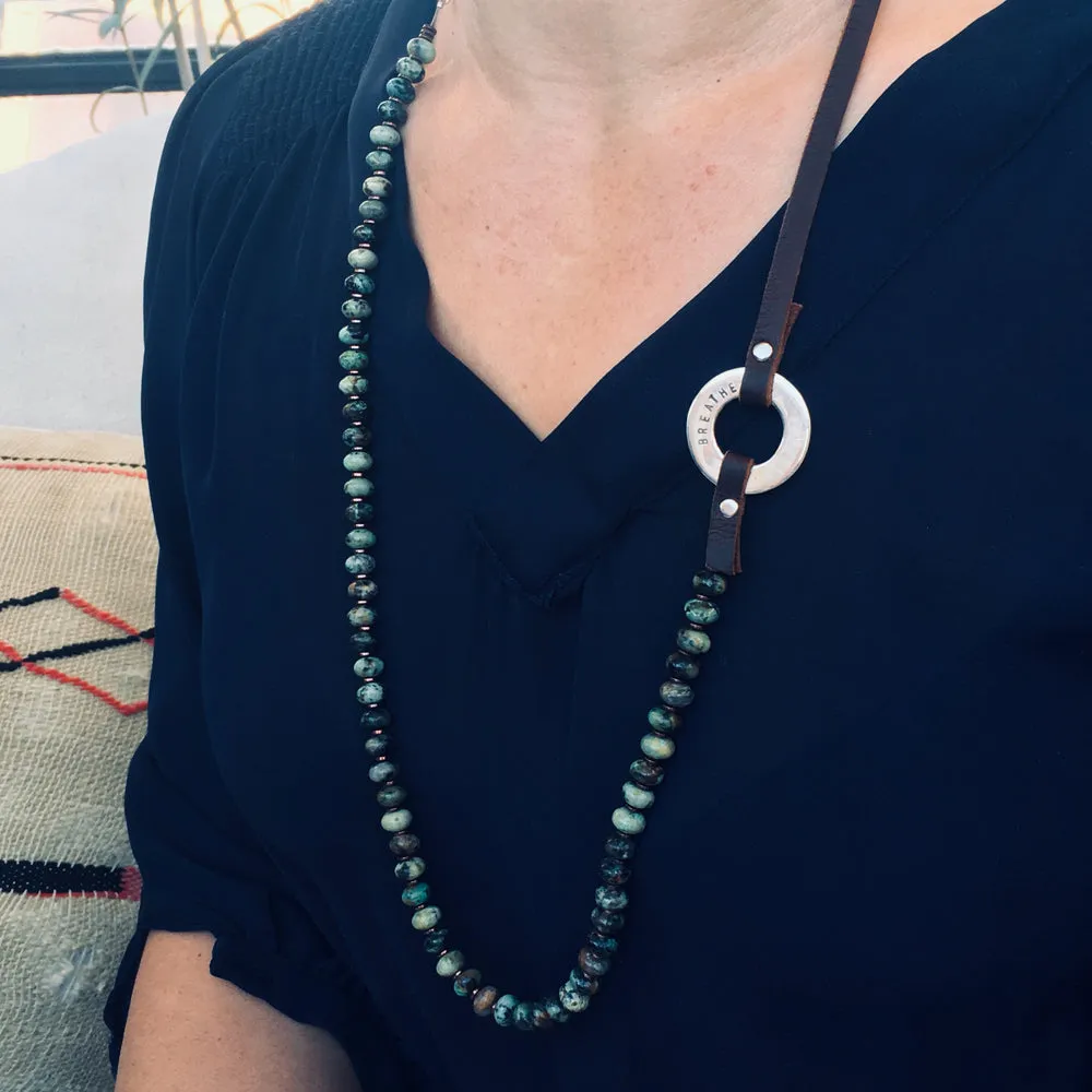 African Turquoise Serenity BREATHE Necklace for Patience