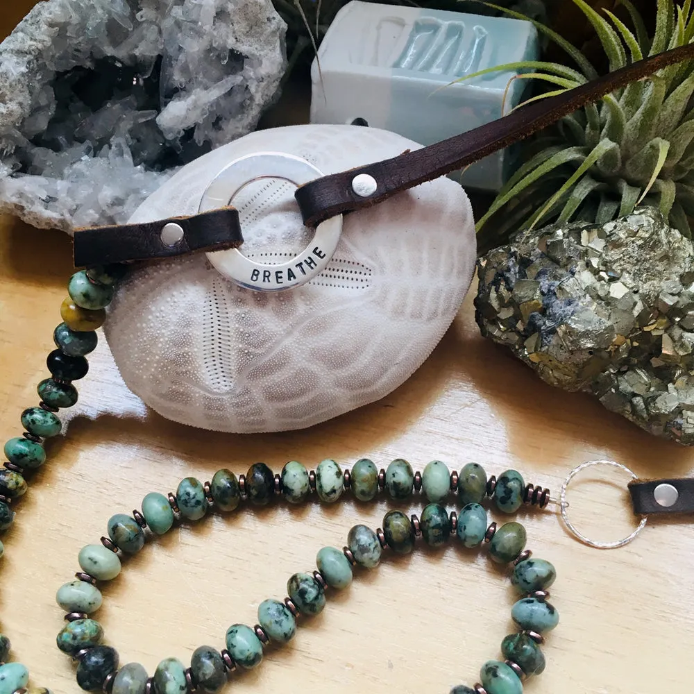 African Turquoise Serenity BREATHE Necklace for Patience