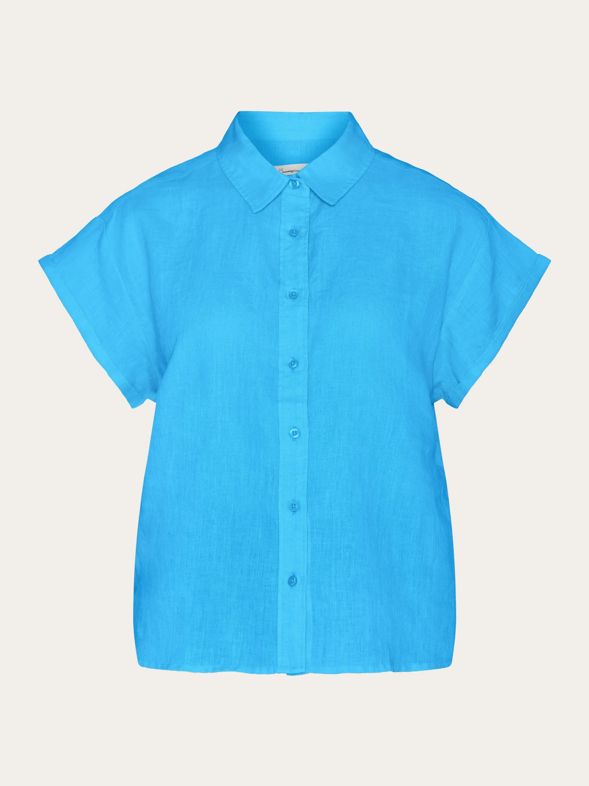 ASTER fold up short sleeve linen shirt - Malibu Blue