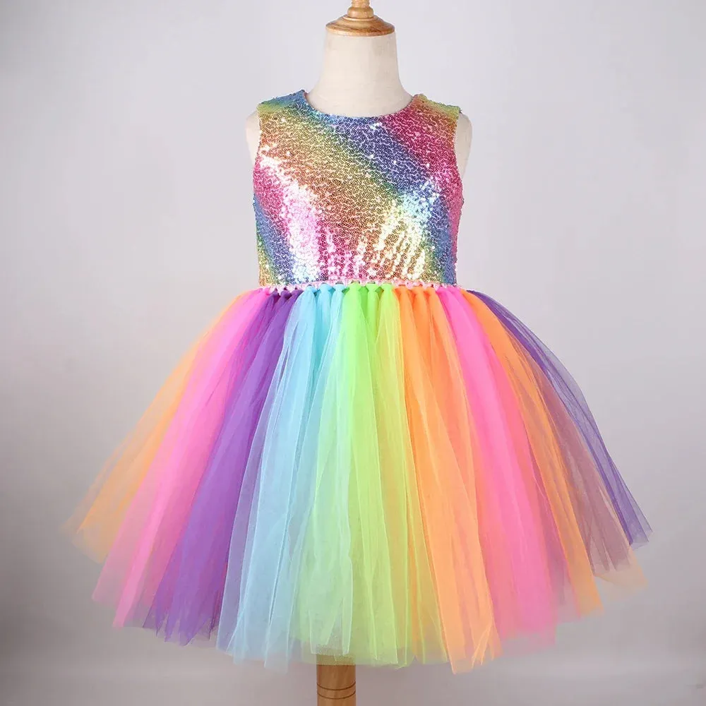 Baby Girl Rainbow Sequin Princess Dress