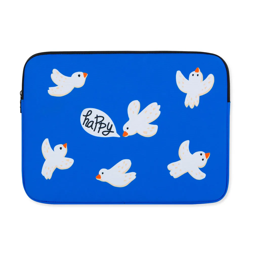 Blue Birds Graphic Laptop Sleeves 13 15inch Fitted Cases Covers Pouches Protective Purses Handbags Square Cushion School Collage Office Lightweight