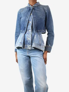 Blue double-layered peplum denim jacket - size UK 8