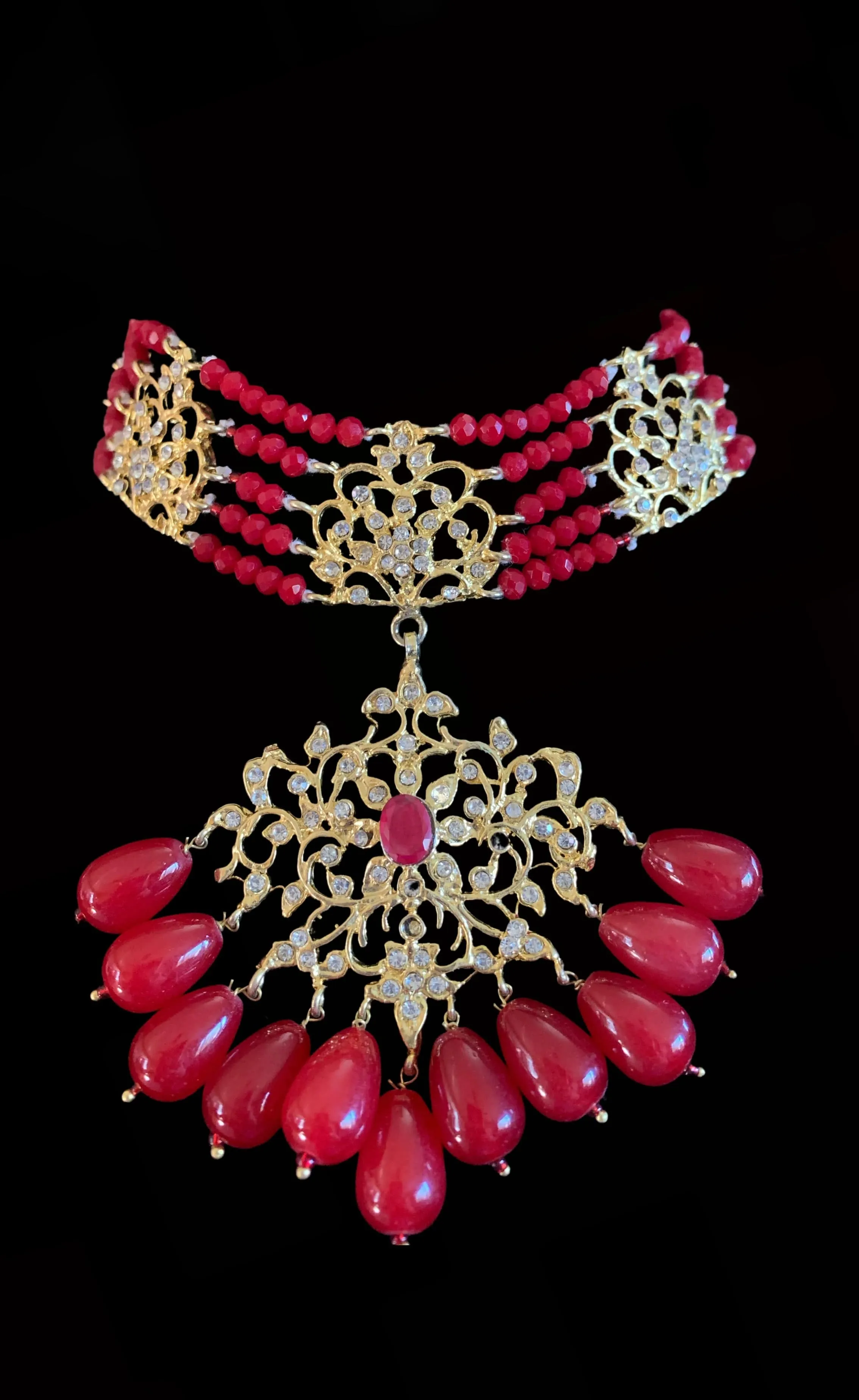 BR19 Niya choker set in red beads ( READY TO SHIP )