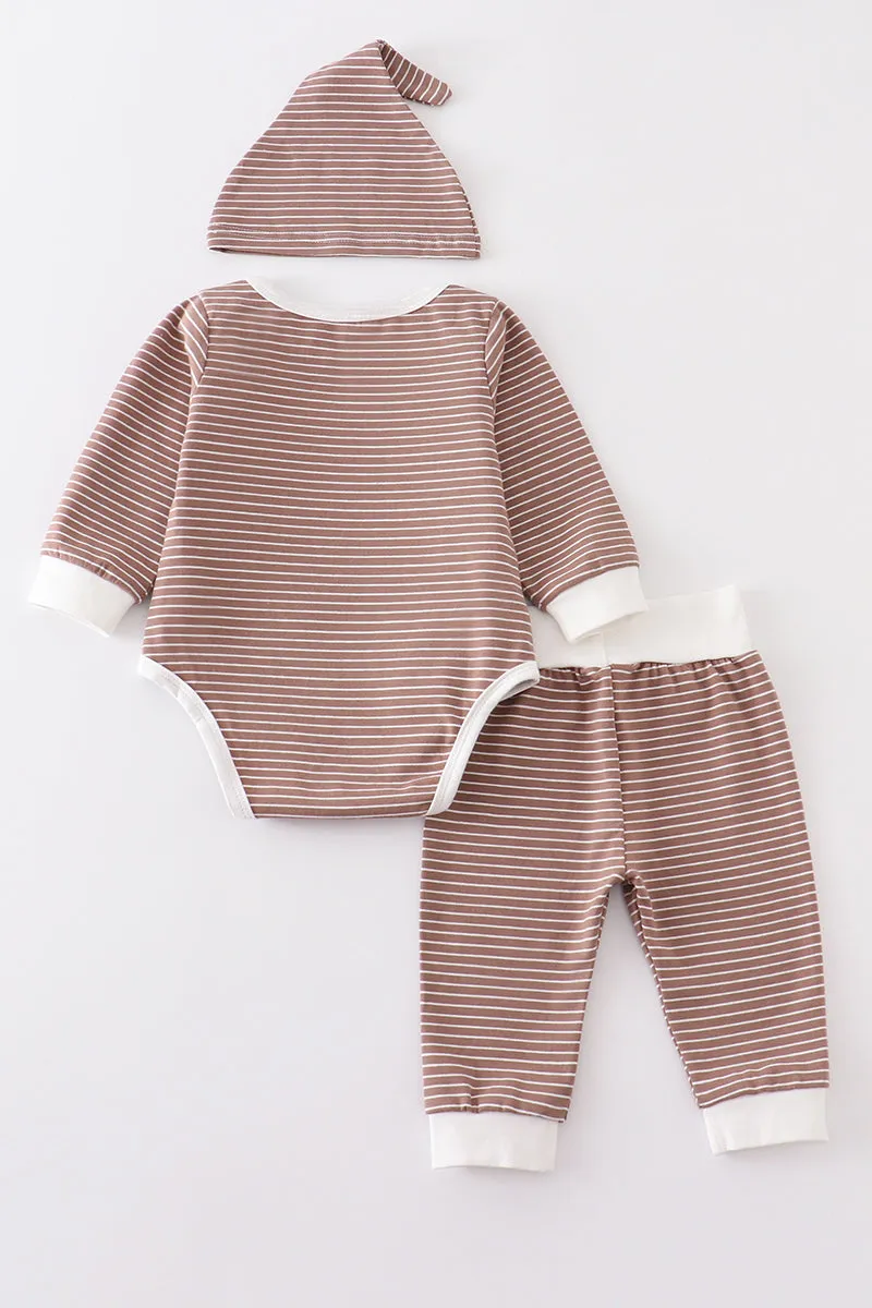 Brown stripe baby 3pc set