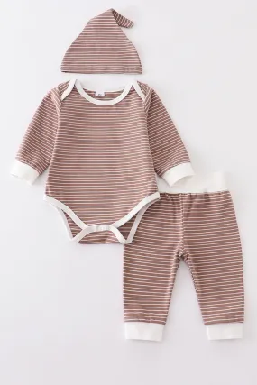 Brown stripe baby 3pc set