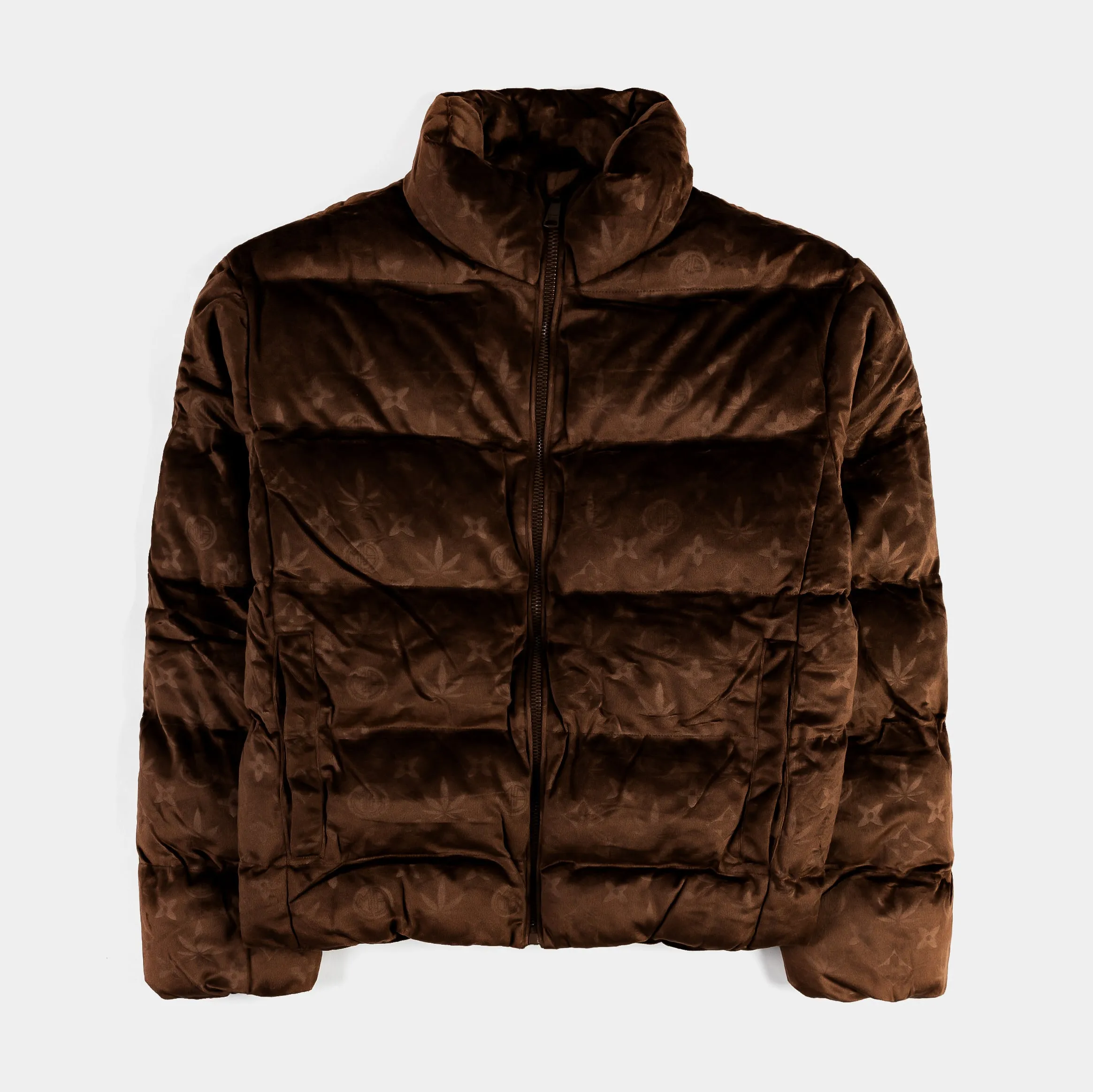 Brown Velour Puffer Mens Jacket (Brown)