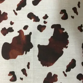 Brown White Cow Print Poly Cotton Fabric