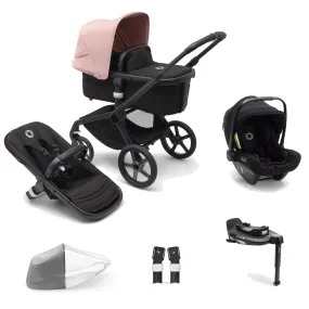 Bugaboo Fox 5, Nuna Turtle and Base Travel System - Black/Midnight Black/Morning Pink