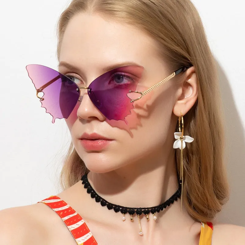 Butterfly Shaped Sunglasses In 5 Different Colors You Choose Pink Blue Green Black Or Purple Gradient Lenses Too UV Protection For Outddor Festivals And Concerts