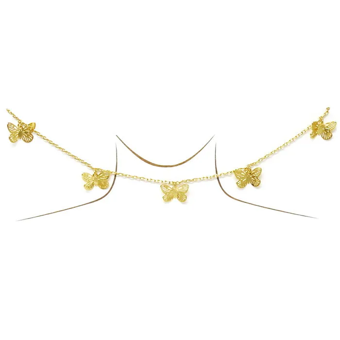 Butterfly Station Gold Dipped Short Necklace