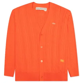 Cableknit Cardigan - Carnelian Orange