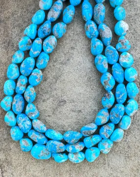 Castle Dome Turquoise (AZ) 13-18mm Nuggets Strands, 16 Inch Strand