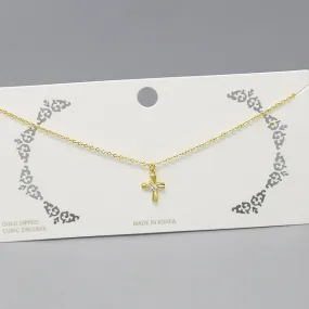 Cross CZ Stone Pendant Short Chain Necklace