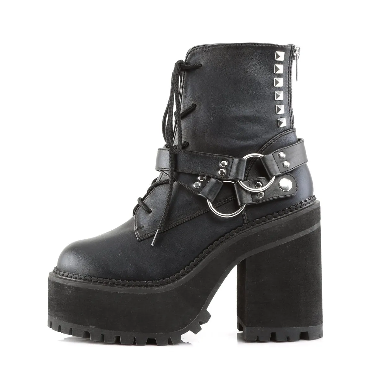 Demonia ASSAULT-101 | Black Vegan Leather Ankle Boots