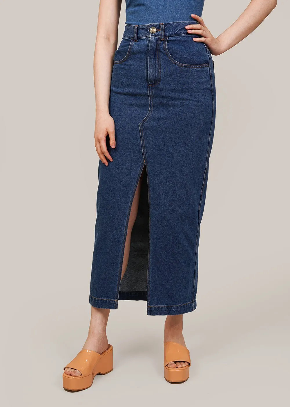 Denim Long Skirt