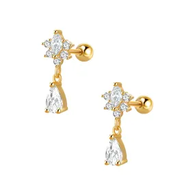 Drop Pear Diamond Piercing Ball Back Earrings