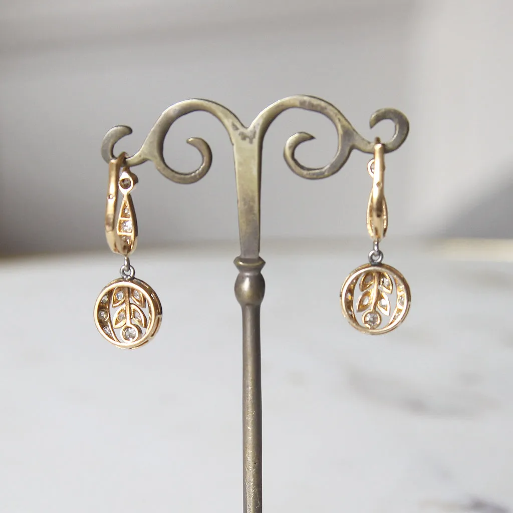 Edwardian Old and Rose Cut Diamond Drop Earrings