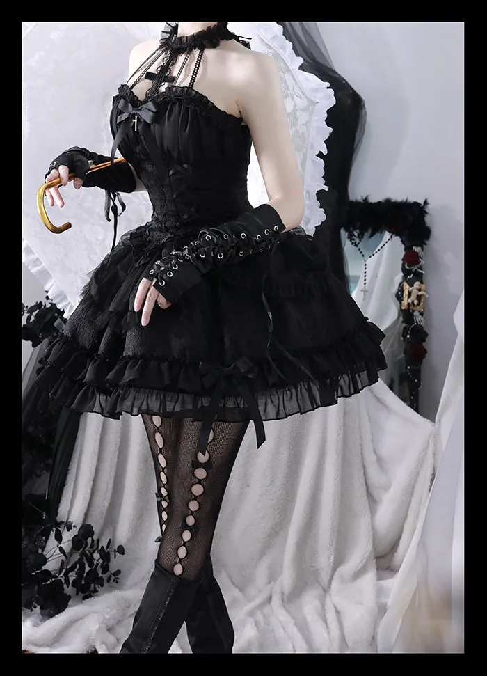 [Full Payment Reservation]Soft Gothic Cross Barbie Doll Halter Lolita Dress SP17397