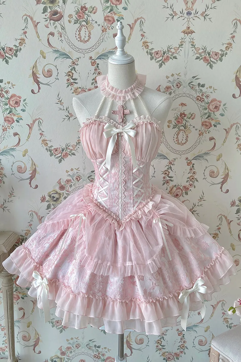 [Full Payment Reservation]Soft Gothic Cross Barbie Doll Halter Lolita Dress SP17397