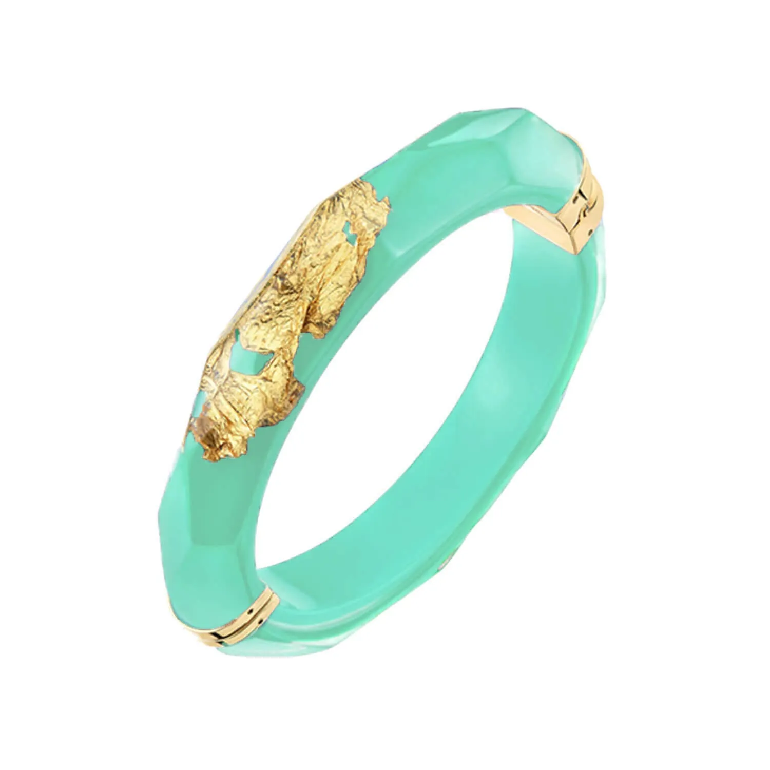 Gold Leaf Thin Faceted Lucite Bangle in Pastels