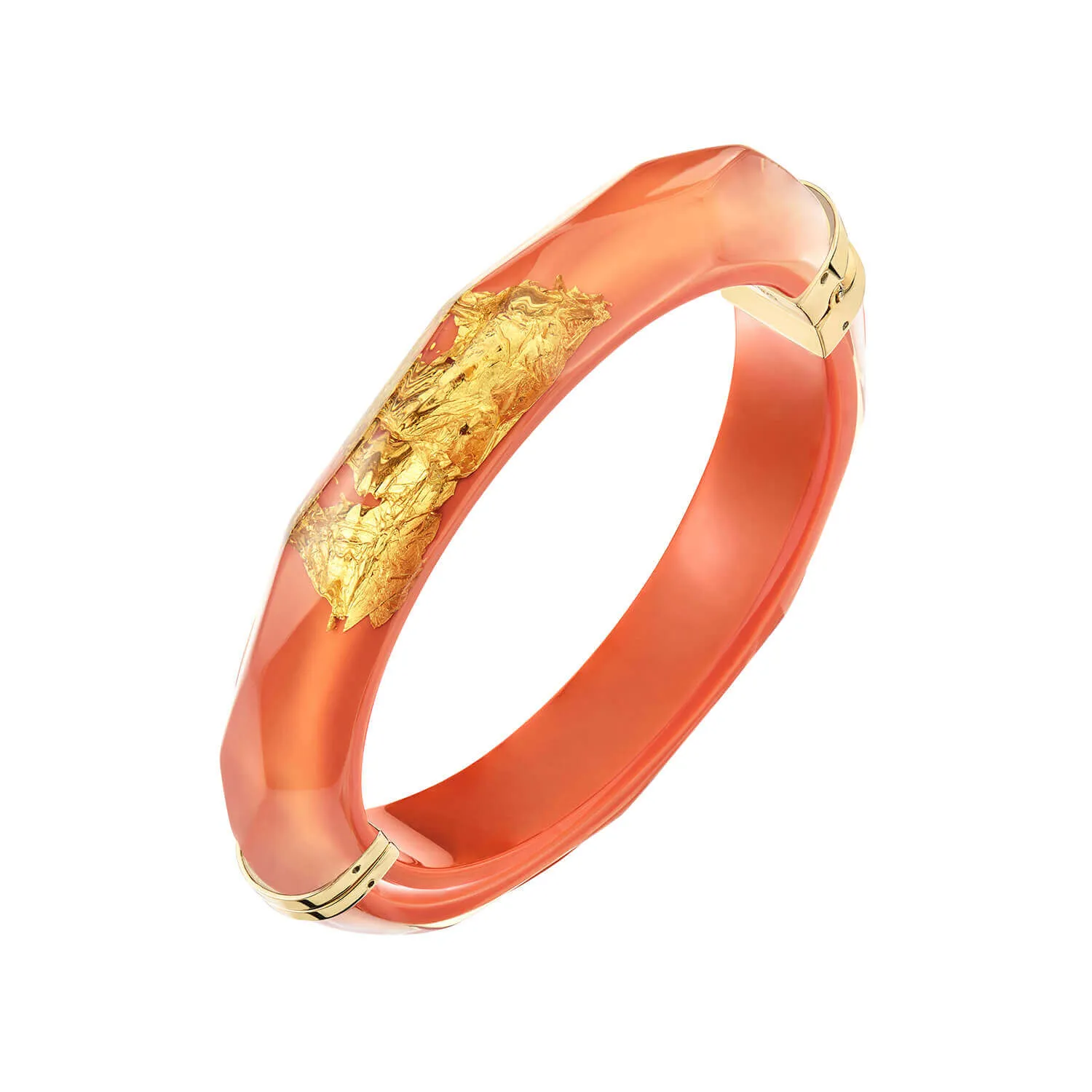 Gold Leaf Thin Faceted Lucite Bangle in Pastels