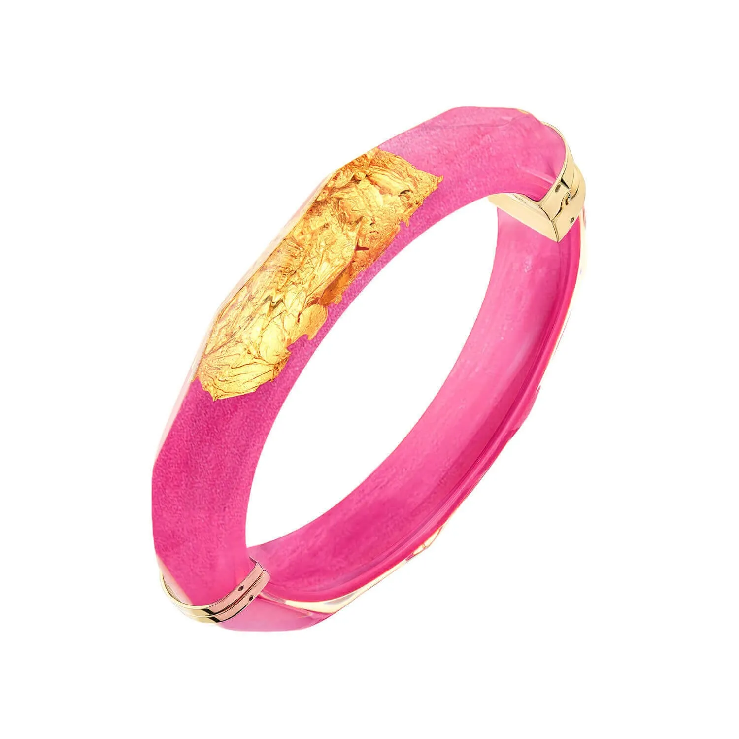 Gold Leaf Thin Faceted Lucite Bangle in Pastels