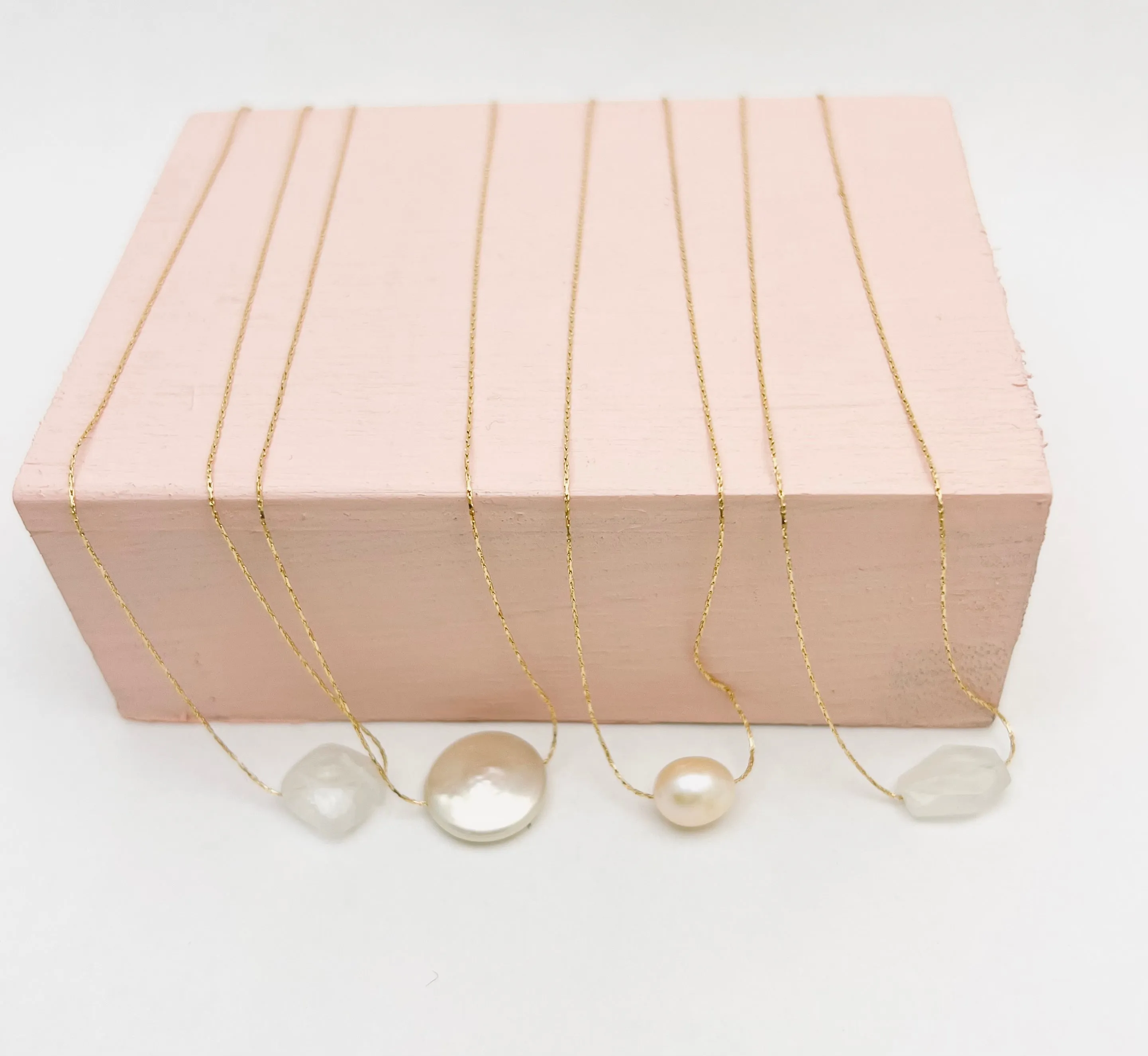 Gold Rainbow Moonstone Necklace