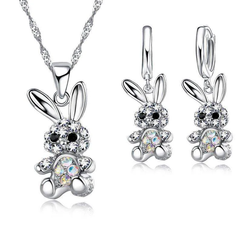 Gorgeous Silver Bunny Jewelry Set