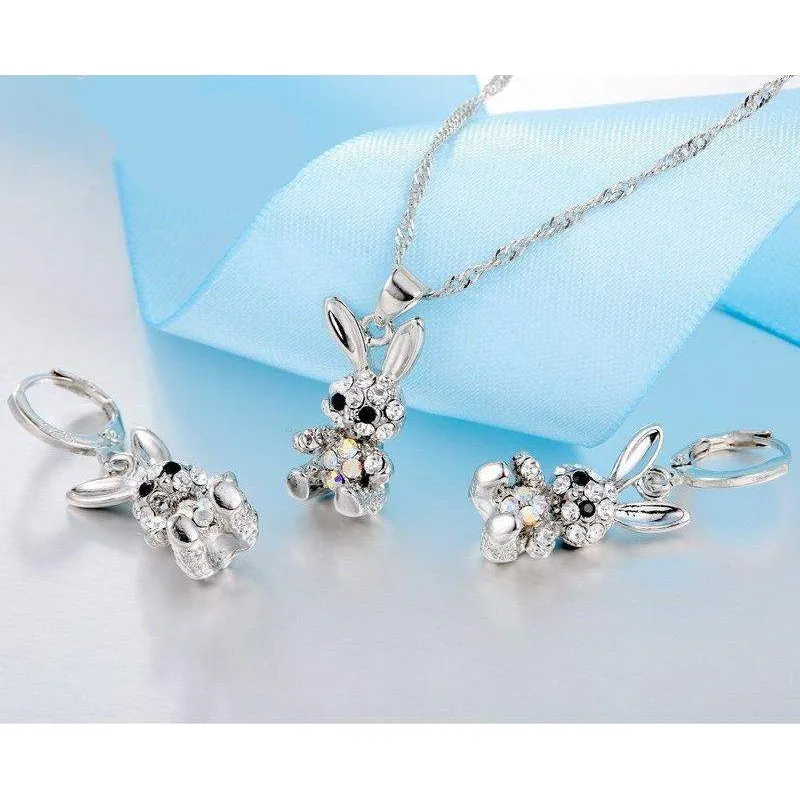 Gorgeous Silver Bunny Jewelry Set