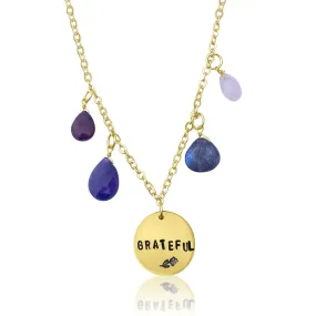 GRATEFUL Motivational Necklace with Healing Crystals for Gratitude Practice