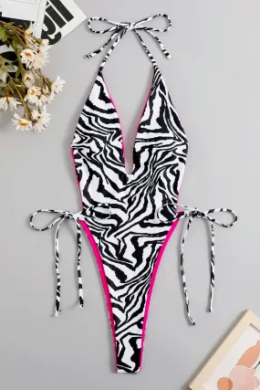 High Cut Zebra Print Swimsuit