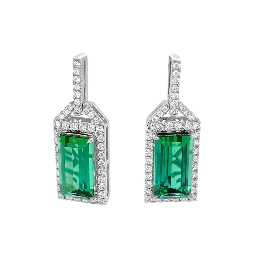 Irisa by Martin Binder Green Tourmaline & Diamond Dangle Earrings