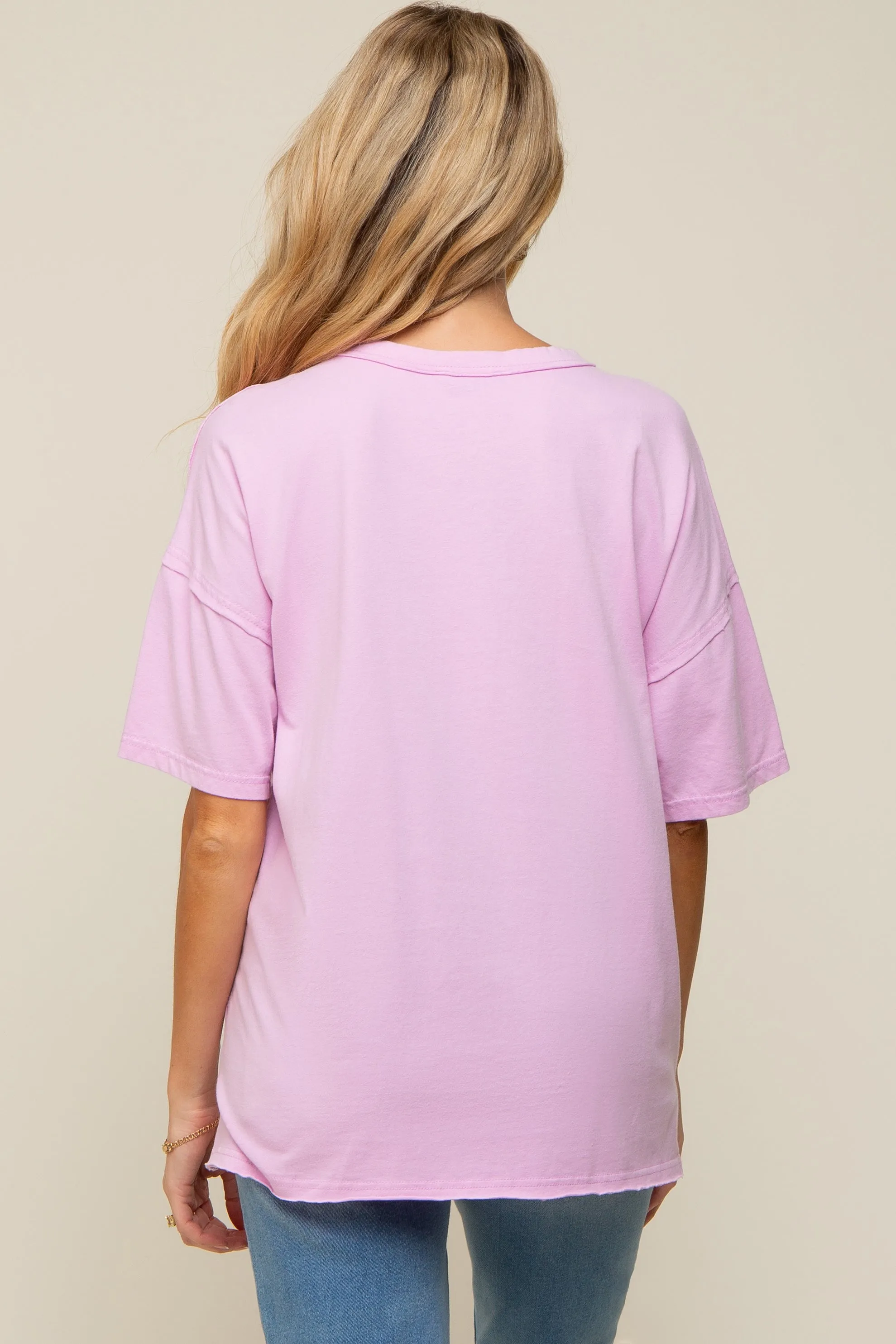 Lavender Exposed Seam Maternity Pocket T-Shirt