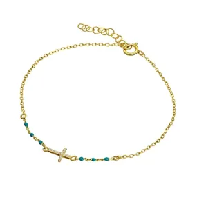 Luisa Turquoise Cross bracelet Gold