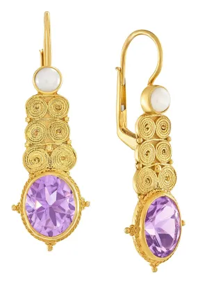 Malabar Amethyst and Pearl Earrings