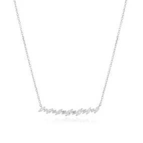 Marquise and Round Diamond Bar Necklace