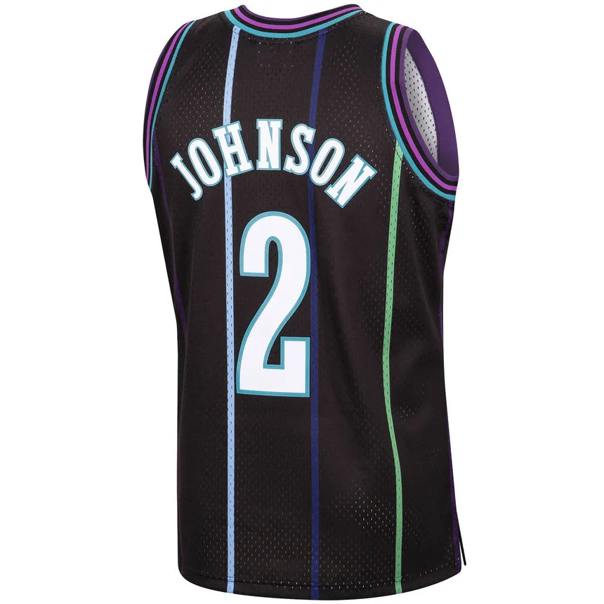 Men's Charlotte Hornets Larry Johnson Mitchell & Ness 1992-93 Hardwood Classics Reload 2.0 Swingman Jersey-Black