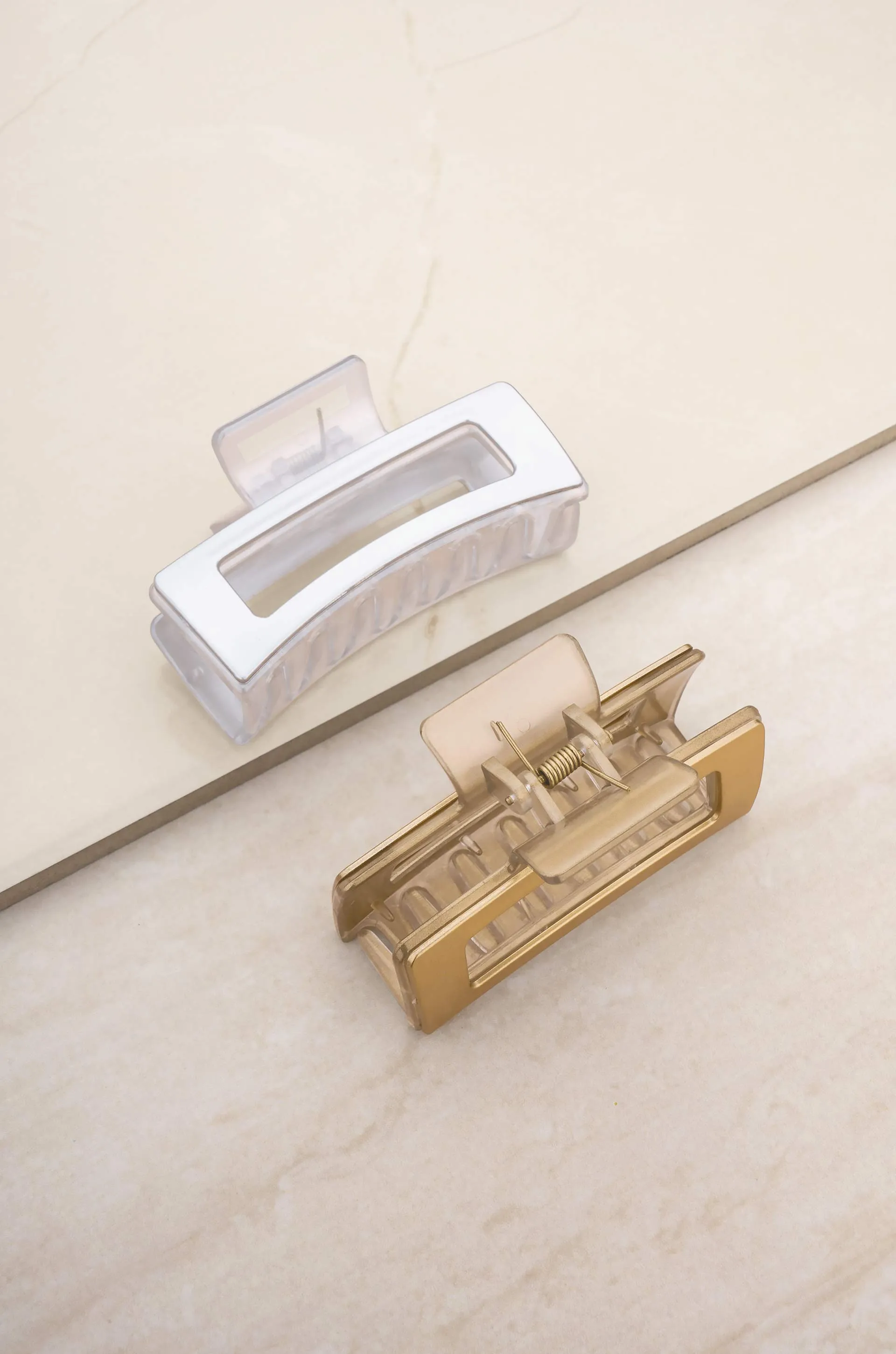 Metallic Rectangle Claw Clip Set