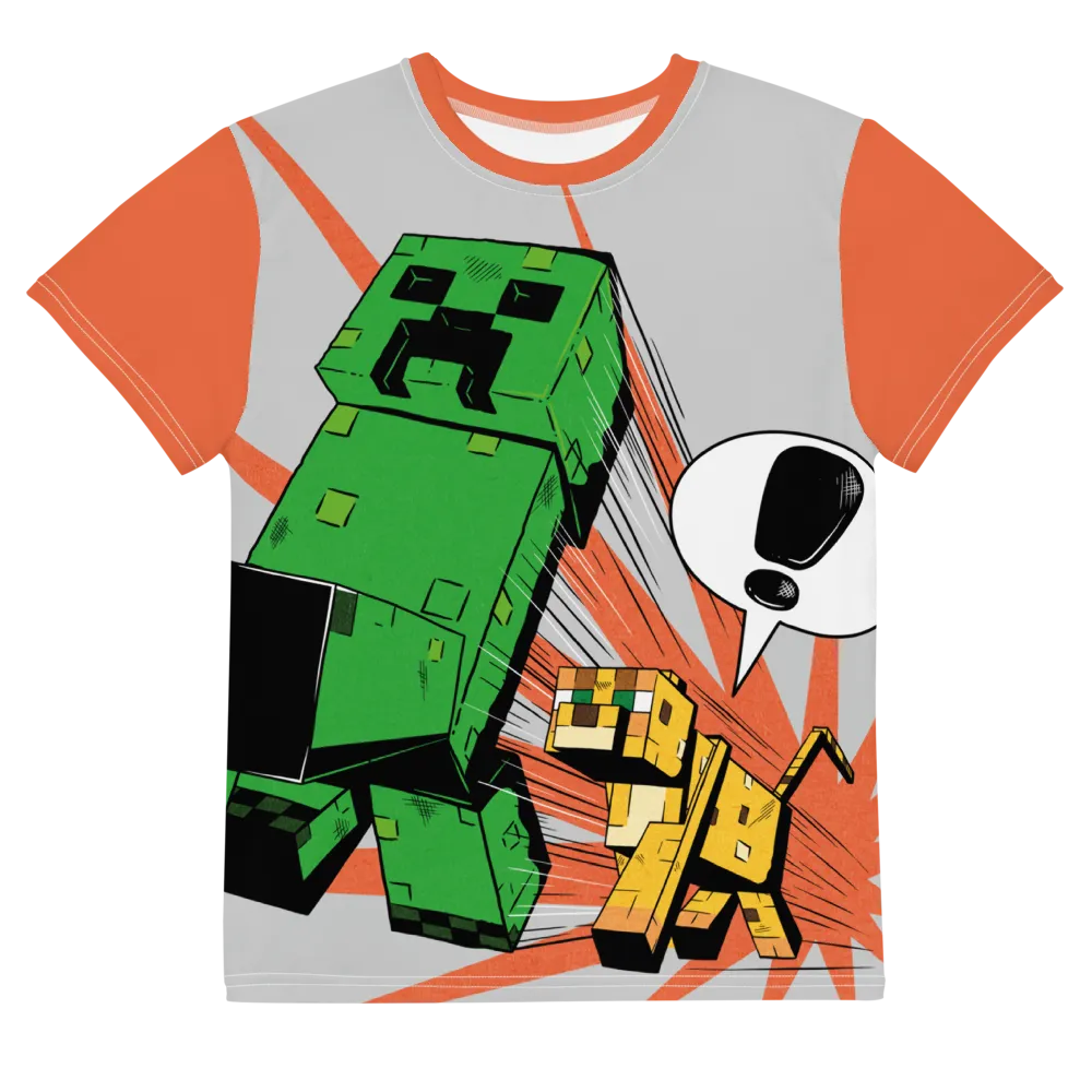 Minecraft Creeper Zoom Kids Short Sleeve T-Shirt