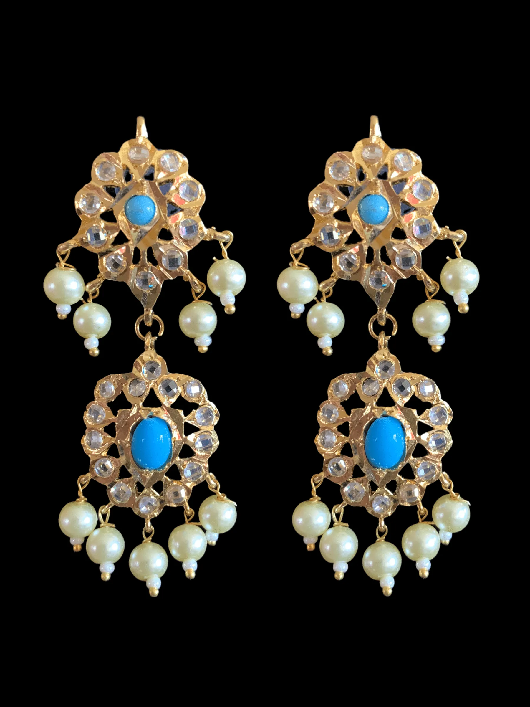 NS206 Ila nizami mango style bridal necklace with earrings in turquoise  ( READY TO SHIP  )