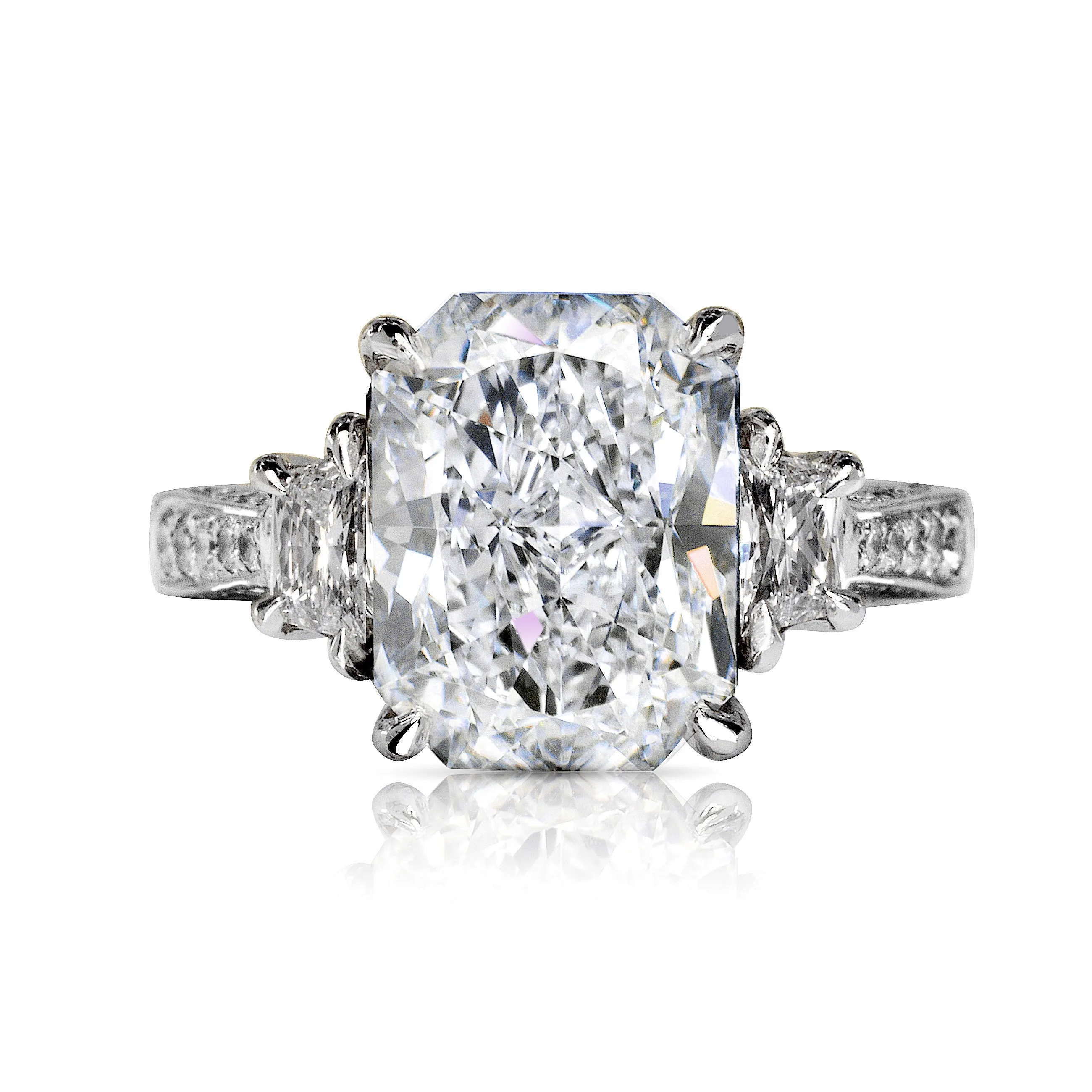 OLIVIA 7 CARAT RADIANT CUT F COLOR VVS1 CLARITY DIAMOND ENGAGEMENT RING 14K WHITE GOLD GIA CERTIFIED 6 CT F VVS1 BY MIKE NEKTA